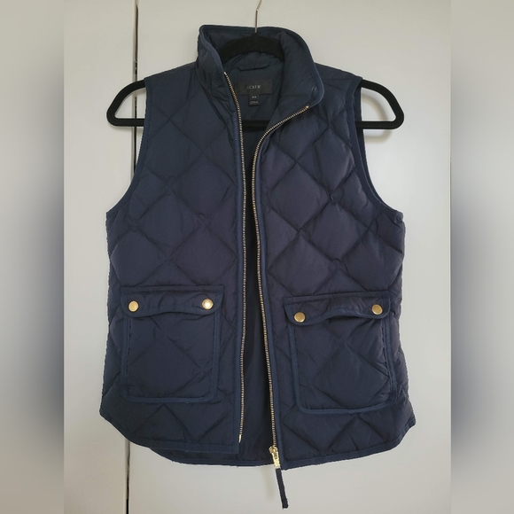 J. Crew Jackets & Blazers - J. Crew Excursion Quilted Down Vest Navy Blue with Pockets Women's Size XS